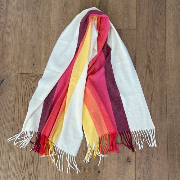 Marine Layer Stripe Scarf in Warm Rainbow - Picture 4 of 7